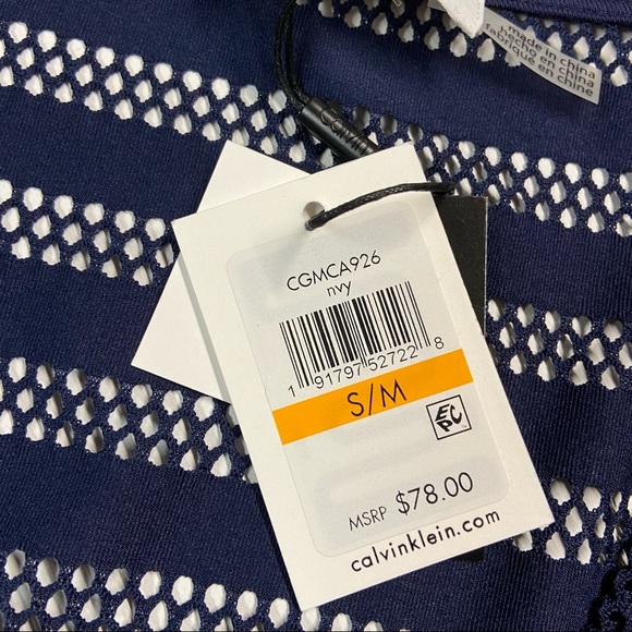 Calvin Klein Swim Mesh Beach Cover Up In Navy, S/M - Picture 10 of 11